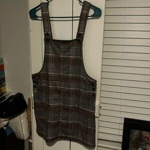 Plaid overall dress